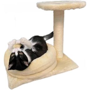 Cat Grabbing Post with Interactive Plush Mouse Toy Comes with a Cozy Private cat Bed Perfect for Kittens and Small to Medium Cats.