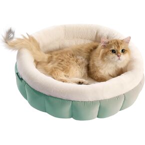 BALANCE Cat Bed Kitten Bed, Washable Round Cat Beds for Indoor Cats, Super Soft Plush Faux Fur Pet Bed for Puppy and Kitten with Anti-Slip Bottom