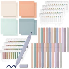 24pcs highlighters Pastel Bulk Assorted Colors Yellow Blue 8 Pads Transparent Sticky Notes tabs Yellow 3x3 Bulk Ruler 6 inch Comes with Colored Labels Sticky Index Tabs Page Book Marker