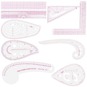 TIESOME Clear Metric Sewing Ruler Set, 9 Pcs French Curve Ruler Plastic Pattern Sewing Rulers Clear Cutting Drawing Tool Metric Curve Shaped Rulers for Beginners Tailors Designers Embroidery