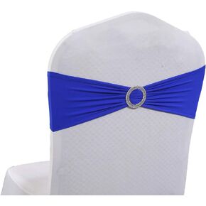 VDS - 10 PCS Spandex Chair Sashes Bow for Wedding and Events Decoration Elastic Chair Bands Ties with Buckle Lycra Slider sash- 30 Color 10 Black 10 pcs spandex chair bow Black