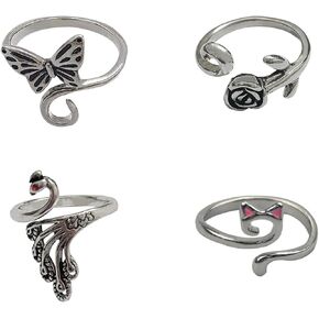 SATONBEYI 4Pcs Crochet Rings for Finger, Crochet Tension Ring for Crocheting Open Adjustable Yarn Guide Crochet Tension Ring Crochet Accessories Knitting Ring for Finger (Set-A)