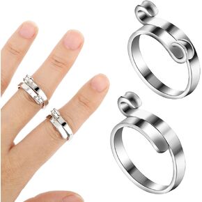 Molain 2Pcs Adjustable Crochet Ring for Fingers, Metal Silver Braided Knitting Ring for Crocheting Knitting DIY Knitting Craft Accessories in Saudi Arabia