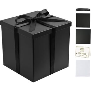 Gift Box, 10×10×10inches Large Gift Boxes with Lids for Presents, Square Birthday Gift Box with Ribbon and Card for Wedding, Baby Shower, Bridesmaid, Christmas, Anniversary