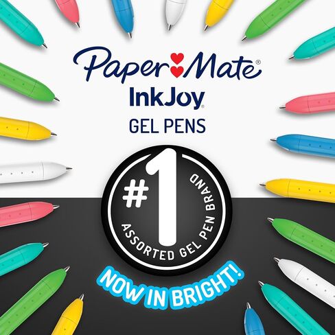 أقلام Paper Mate InkJoy Bright، أقلام جل، نقطة متوسطة (0.7 مم)، قابلة للسحب، حبر أبيض ساطع، حشوات للتخزين، عدد 3 in Saudi Arabia