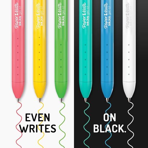 أقلام Paper Mate InkJoy Bright، أقلام جل، نقطة متوسطة (0.7 مم)، قابلة للسحب، حبر أبيض ساطع، حشوات للتخزين، عدد 3 in Saudi Arabia