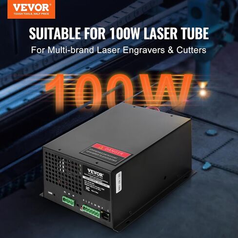 VEVOR CO2 Laser Power Supply, Power Supply for Laser Tube, Constant Current Protection, Open Circuit Protection, Fast Heat Dissipation, Compatible for Multi-Brand Laser Engravers & Cutters (100W) in Saudi Arabia