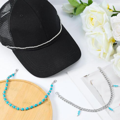 3pcs Trucker Hat Chains, Mesh Baseball Cap Chain Trucker Hat Bill Jewelry Decorative Hat Accessories Women Metal Chain Charm in Saudi Arabia