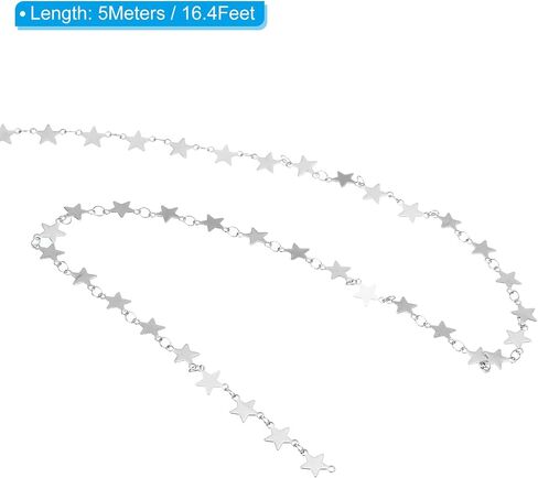 PATIKIL 16.4 Feet Stainless Steel Cable Chain, Star Link Chain Satellite for Jewelry Making DIY Necklace Bracelet Accessories, Silver in Saudi Arabia