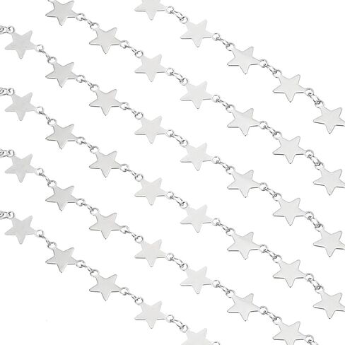 PATIKIL 16.4 Feet Stainless Steel Cable Chain, Star Link Chain Satellite for Jewelry Making DIY Necklace Bracelet Accessories, Silver in Saudi Arabia