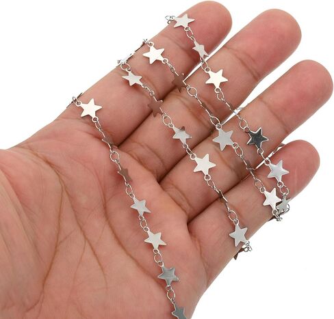 PATIKIL 16.4 Feet Stainless Steel Cable Chain, Star Link Chain Satellite for Jewelry Making DIY Necklace Bracelet Accessories, Silver in Saudi Arabia