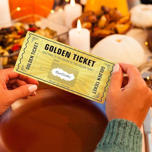 5 Pack Golden Tickets, Scratch Card with Envelope, Surprise Gift Reveal, Scratch Off Ticket, Card as Birthday Wedding Concert Ticket Cinema Voucher Raffle Gift, Gift Card for Kids Women Men in Kuwait
