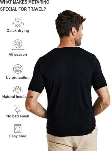 تي شيرت رجالي من صوف ميرينو من METARINO بأكمام قصيرة تي شيرت رياضي خفيف الوزن بطبقة أساسية للجري والتمرين in Kuwait