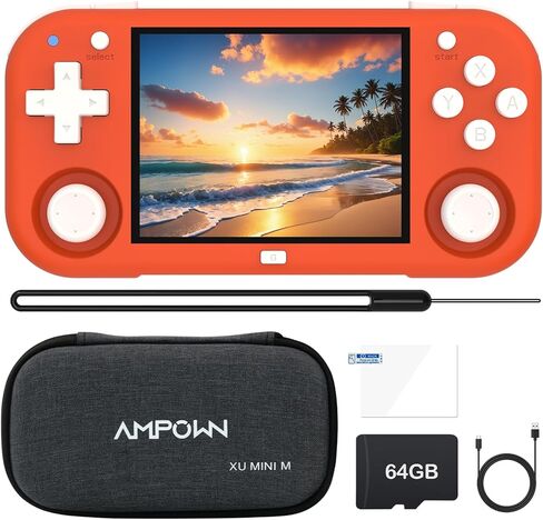 XU Mini M Retro Handheld Game Consoles, 2.8 inch IPS Screen, Built-in 64G TF Card, with 2600 mAh Battery Life 6 Hours with Case Orange in Saudi Arabia