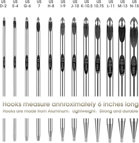 Tunisian Crochet Hooks Set with Cable 6-Inch Aluminum Interchangeable Crochet Hooks Set 3mm-10mm Long Crochet Hooks 26Pic (Umber) in Kuwait