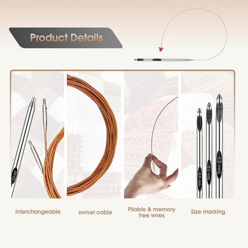 Tunisian Crochet Hooks Set with Cable 6-Inch Aluminum Interchangeable Crochet Hooks Set 3mm-10mm Long Crochet Hooks 26Pic (Umber) in Kuwait