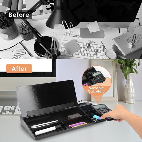 ORIENTOOLS سبورة بيضاء زجاجية صغيرة لسطح المكتب، سبورة بيضاء للمكتب، قائمة المهام، لوحة مسح جافة للمكتب مع مساحة تخزين، لوحة كمبيوتر وحامل لوحة مفاتيح، منظمات مكتبية مع ملحقات للمكتب والمنزل والمدرسة in Saudi Arabia