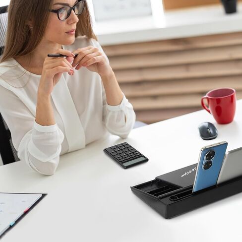 ORIENTOOLS سبورة بيضاء زجاجية صغيرة لسطح المكتب، سبورة بيضاء للمكتب، قائمة المهام، لوحة مسح جافة للمكتب مع مساحة تخزين، لوحة كمبيوتر وحامل لوحة مفاتيح، منظمات مكتبية مع ملحقات للمكتب والمنزل والمدرسة in Saudi Arabia