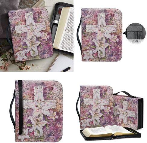 Lotusorchid Bible Cover for Men with Leather Keychain, Lion Print Bible Carrying Case Church Bag Men's Bible Protective Cover for Bible Study, Black, Size XL in Saudi Arabia