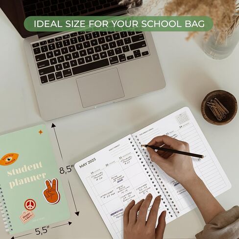 Aesthetic 2024-2025 Student Planner To Stay Organized - A Beautiful 8.5" x 5.5" Planner for Middle and High School Students with Weekly & Monthly Spreads For The 24-25 Academic Year in Saudi Arabia