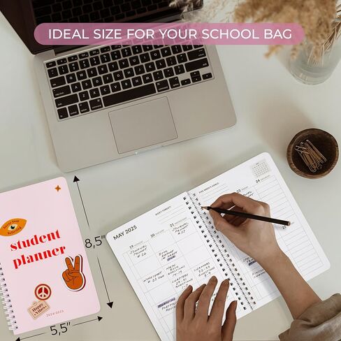 Aesthetic 2024-2025 Student Planner To Stay Organized - A Beautiful 8.5" x 5.5" Planner for Middle and High School Students with Weekly & Monthly Spreads For The 24-25 Academic Year in Saudi Arabia
