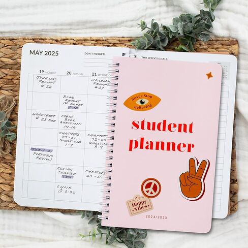 Aesthetic 2024-2025 Student Planner To Stay Organized - A Beautiful 8.5" x 5.5" Planner for Middle and High School Students with Weekly & Monthly Spreads For The 24-25 Academic Year in Saudi Arabia