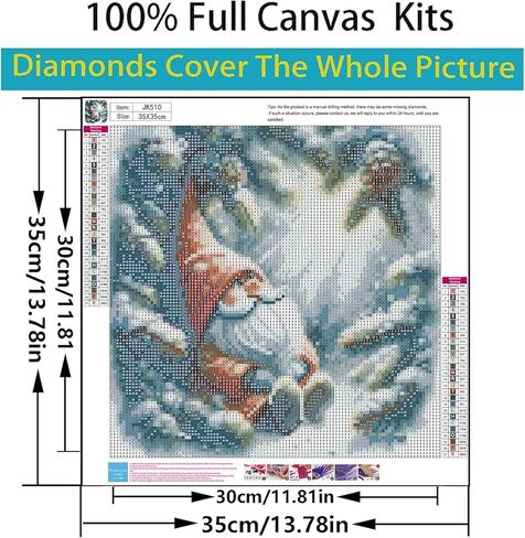 5D الشتاء عيد الميلاد الماس مجموعات الطلاء للبالغين المبتدئين، الشتاء عيد الميلاد شجرة جنوم شجرة الماس الفن عدة، DIY كامل جولة الحفر الماس نقطة جوهرة الفن مجموعات للبالغين، ديكور جدار المنزل 13.78x13.78 بوصة in Kuwait