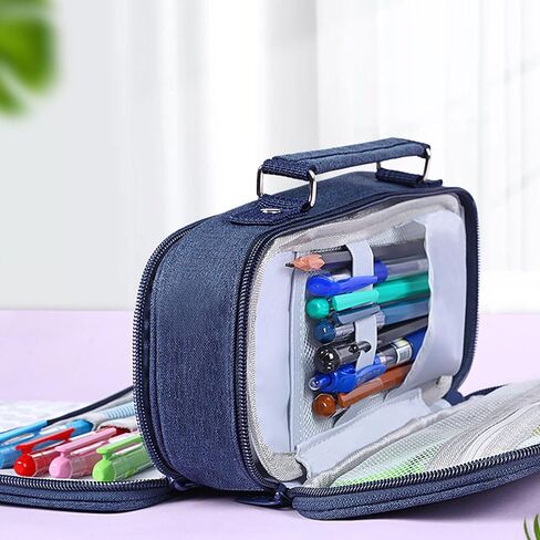 WYCY Pencil Case Canvas Pencil Pouch Big Capacity Organizer with Compartmens Multifunctional Pencil Box with Zipper (Pink) in Kuwait