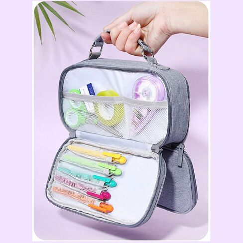 WYCY Pencil Case Canvas Pencil Pouch Big Capacity Organizer with Compartmens Multifunctional Pencil Box with Zipper (Pink) in Kuwait