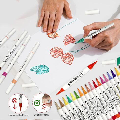 مجموعة أقلام التحديد الأكريليك Scribbeo 48 مع طرف مزدوج، طرف رفيع - علامات طرف الفرشاة، أقلام طلاء أكريليك للرسم الصخري، الخشب، القماش، الحجر، الزجاج، الأسطح الخزفية، الحرف اليدوية لصناعة اللوازم الفنية in Saudi Arabia