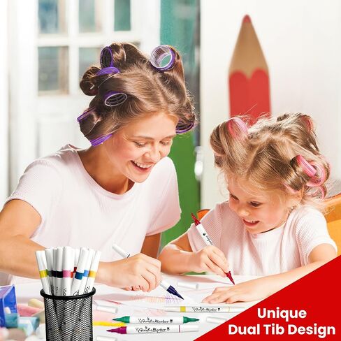 مجموعة أقلام التحديد الأكريليك Scribbeo 48 مع طرف مزدوج، طرف رفيع - علامات طرف الفرشاة، أقلام طلاء أكريليك للرسم الصخري، الخشب، القماش، الحجر، الزجاج، الأسطح الخزفية، الحرف اليدوية لصناعة اللوازم الفنية in Saudi Arabia
