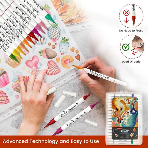 مجموعة أقلام التحديد الأكريليك Scribbeo 48 مع طرف مزدوج، طرف رفيع - علامات طرف الفرشاة، أقلام طلاء أكريليك للرسم الصخري، الخشب، القماش، الحجر، الزجاج، الأسطح الخزفية، الحرف اليدوية لصناعة اللوازم الفنية in Saudi Arabia