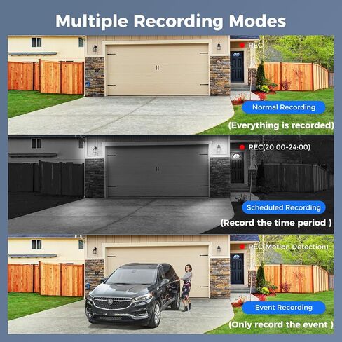 [3TB HDD+Person/Vehicle Detection] Hiseeu 5MP Security Camera System 8ch Wired Home Security Camera 8pcs Outdoor Security Cameras with Indoor H. 265+ DVR for Free Remote Mobile/PC 7/24 Recording in Kuwait