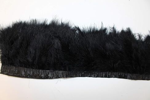 2 Yard Long, 6"-7" Height Marabou Turkey Fluff Feather Fringe Trim, Garment Accessories Feather DIY Decorative Material (Black) in Saudi Arabia