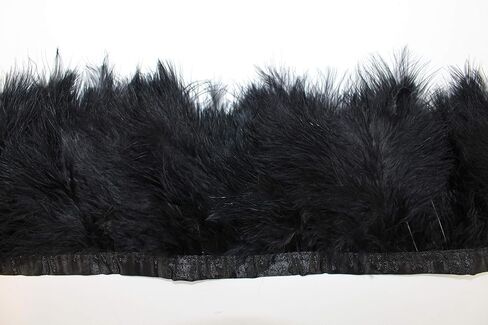 2 Yard Long, 6"-7" Height Marabou Turkey Fluff Feather Fringe Trim, Garment Accessories Feather DIY Decorative Material (Black) in Saudi Arabia