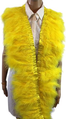 2 Yard Long, 6"-7" Height Marabou Turkey Fluff Feather Fringe Trim, Garment Accessories Feather DIY Decorative Material (Black) in Saudi Arabia