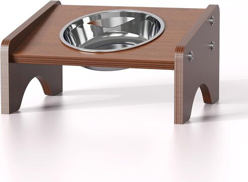 Elevated Cat Bowls,Stainless Steel Raised Cat Food and Water Bowls,15° Tilted Anti Vomiting Cat Feeding Bowls,Dishwasher Safe,Non-Slip,Suitable for Cats and Bunny (Brown) in Saudi Arabia