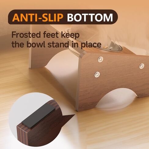 Elevated Cat Bowls,Stainless Steel Raised Cat Food and Water Bowls,15° Tilted Anti Vomiting Cat Feeding Bowls,Dishwasher Safe,Non-Slip,Suitable for Cats and Bunny (Brown) in Saudi Arabia