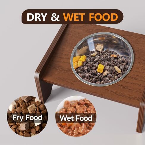 Elevated Cat Bowls,Stainless Steel Raised Cat Food and Water Bowls,15° Tilted Anti Vomiting Cat Feeding Bowls,Dishwasher Safe,Non-Slip,Suitable for Cats and Bunny (Brown) in Saudi Arabia