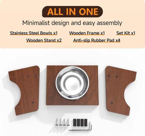 Elevated Cat Bowls,Stainless Steel Raised Cat Food and Water Bowls,15° Tilted Anti Vomiting Cat Feeding Bowls,Dishwasher Safe,Non-Slip,Suitable for Cats and Bunny (Brown) in Saudi Arabia