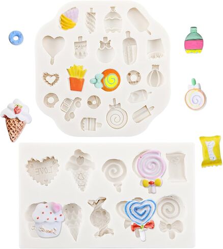 2 قطعة قوالب طين البوليمر أدوات طين البوليمر لصنع المجوهرات على شكل حلوى الآيس كريم الأقراط الديكور in Kuwait