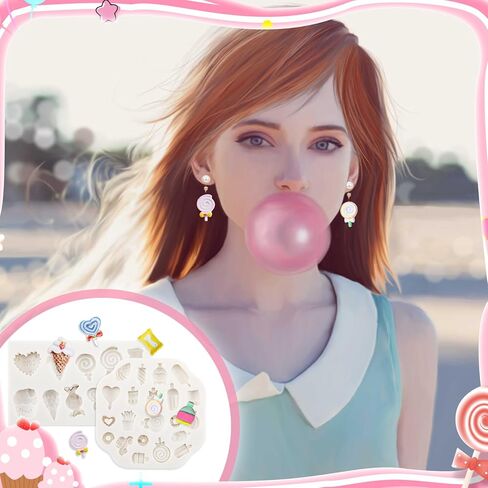 2 قطعة قوالب طين البوليمر أدوات طين البوليمر لصنع المجوهرات على شكل حلوى الآيس كريم الأقراط الديكور in Kuwait