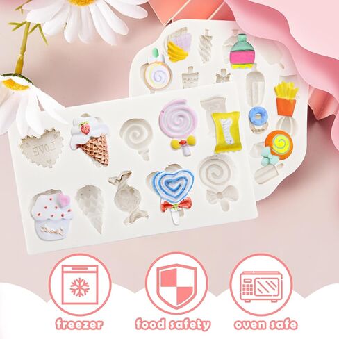 2 قطعة قوالب طين البوليمر أدوات طين البوليمر لصنع المجوهرات على شكل حلوى الآيس كريم الأقراط الديكور in Kuwait