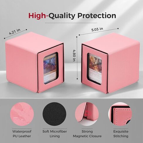 صندوق MTG Commander Deck Box مع شاشة قائد مزدوجة، صندوق بطاقات حاصل على براءة اختراع يناسب 100 بطاقة مزدوجة الأكمام، صندوق MTG مع صينية نرد، 2 مقسم، 2 حامل مغناطيسي، وردي وأسود in Kuwait