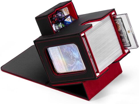 صندوق MTG Commander Deck Box مع شاشة قائد مزدوجة، صندوق بطاقات حاصل على براءة اختراع يناسب 100 بطاقة مزدوجة الأكمام، صندوق MTG مع صينية نرد، 2 مقسم، 2 حامل مغناطيسي، وردي وأسود in Kuwait