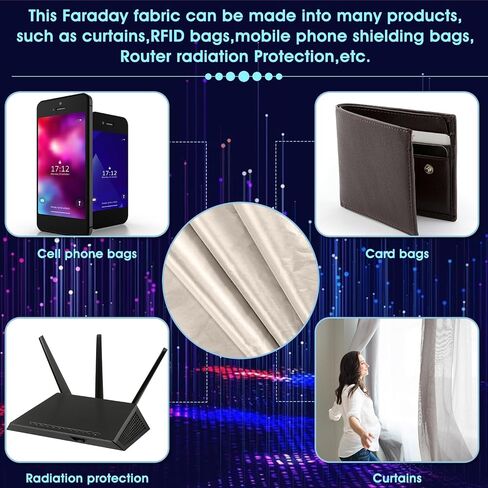قماش Tatuo Faraday مقاس 79 بوصة × 42.5 بوصة حماية درع Emf شريط فاراداي مضاد للإشعاع، عزل EMI، حجب الإشارة، جهاز تشويش WiFi (لفة واحدة) in Saudi Arabia