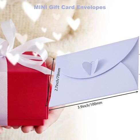 20 Pcs Gift Card Envelopes with Heart Shaped Clasp, Cute Mini Envelopes (3.9 x 2.7 inch) Perfect for Gift Cards, Love Letters, Wedding Greeting Party, Parties and Favors, PINK in Kuwait