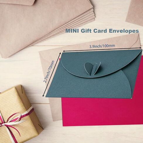 20 Pcs Gift Card Envelopes with Heart Shaped Clasp, Cute Mini Envelopes (3.9 x 2.7 inch) Perfect for Gift Cards, Love Letters, Wedding Greeting Party, Parties and Favors, PINK in Kuwait