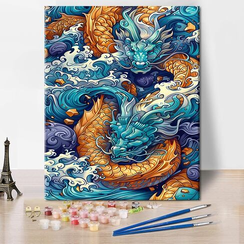 Mountain DIY Paint by Numbers for Adults, Japanese Style Cityscape Paint by Numbers Kits with Paintbrushes and Acrylic Pigment, 16X20 Inch Flameless Canvas Wall Decor Oil Painting for Friends Family in Saudi Arabia