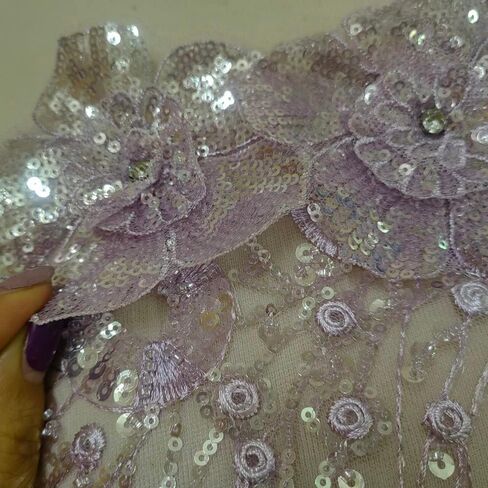 1 Pc Sequins Pure Handmade Beading Lace Sequins Apparel Decoration Accessories Evening Dress/Dance Apparel Decoration/Headwear Accessories (Lilac Colour) in Saudi Arabia